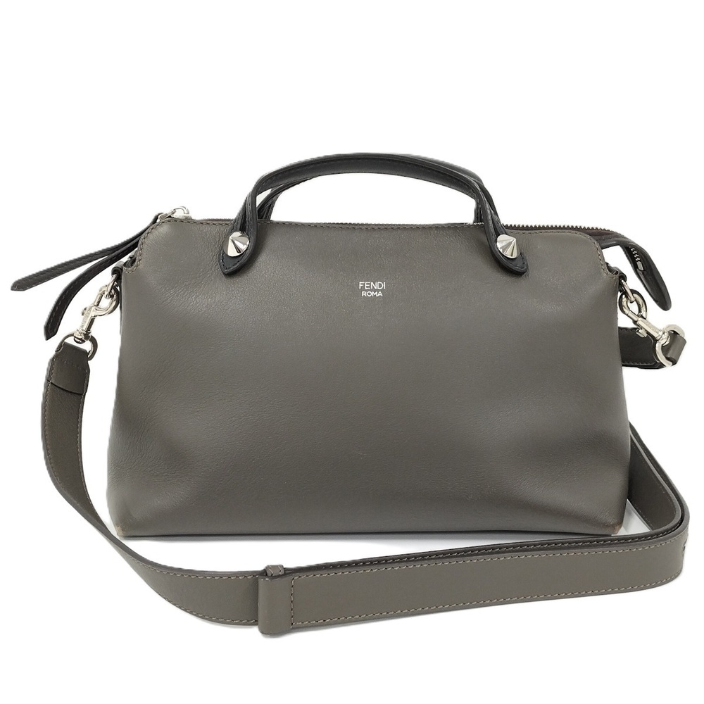 FENDI By The Way Shoulder Bag Leather Gray